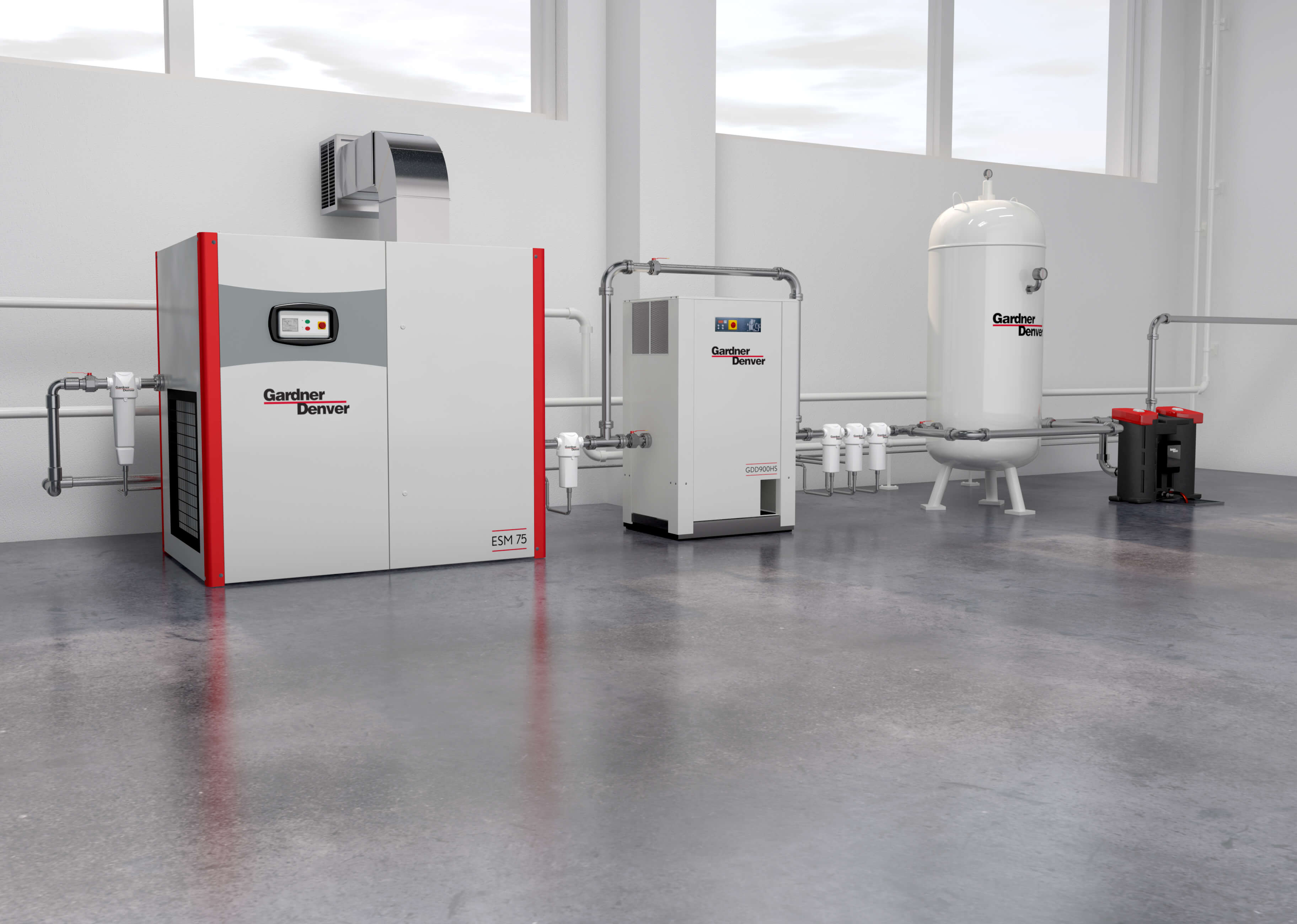 Dettaglio di un sistema per la distribuzione dell’aria compressa sottoposto a manutenzione compressore aria da Fratelli Frigerio